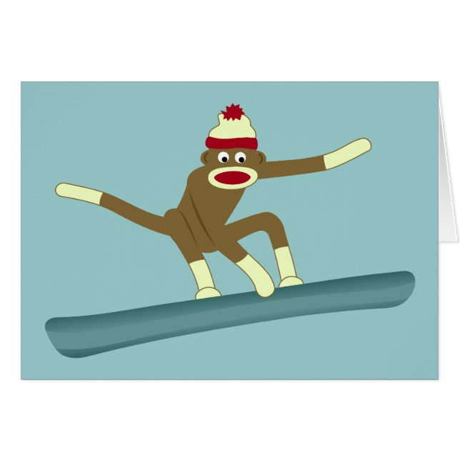 Sock Monkey Snowboarder (Voorkant Horizontaal)