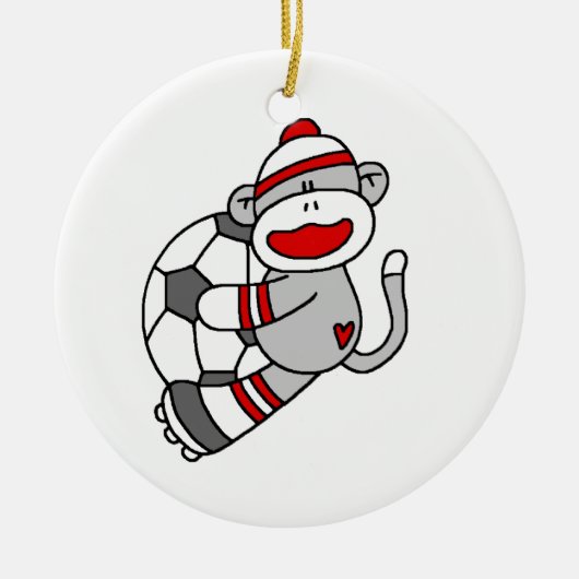 Sock Monkey Soccer T shirten en cadeaus Keramisch Ornament (Voorkant)