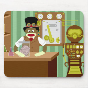 Sock Monkey Steampunk Scientist Muismat
