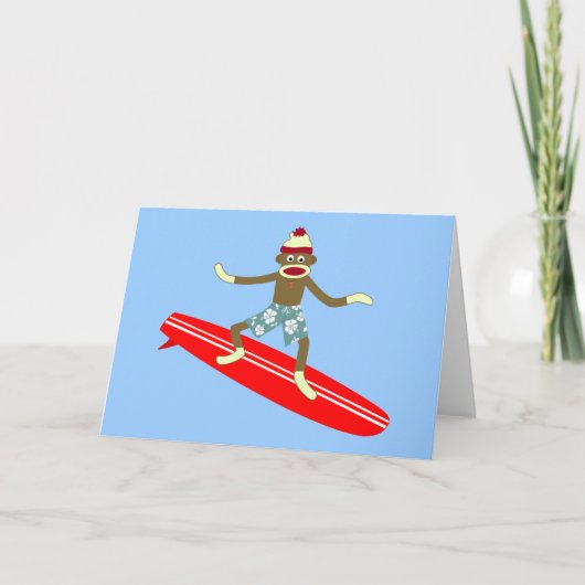 Sock Monkey Surfer Kaart (Voorkant)