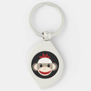 Sock Monkey Swirl Metal Sleutelhanger