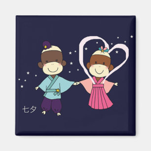 Sock Monkey Tanabata Magnet (Square) Magneet
