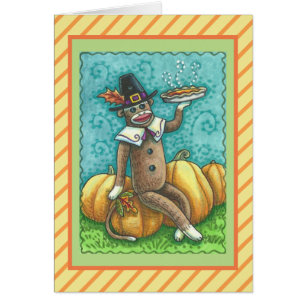 SOCK MONKEY THANKSGIVING GREETING CARD Verse