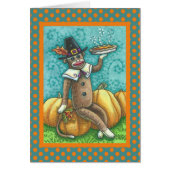SOCK MONKEY THANKSGIVING GREETING CARD Verse (Devant)