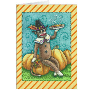 SOCK MONKEY THANKSGIVING WENSKAART Blank