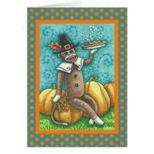 SOCK MONKEY THANKSGIVING WENSKAART Blank