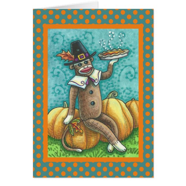 SOCK MONKEY THANKSGIVING WENSKAART Verse (Voorkant)