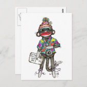 Sock Monkey Tourist Briefkaart (Voorkant / Achterkant)