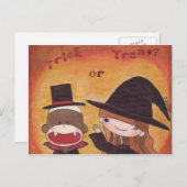 Sock Monkey Trick or treat? Briefkaart (Voorkant / Achterkant)