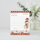 Sock Monkey, Tricycle, Boy Baby shower Advice (Staand voorkant)