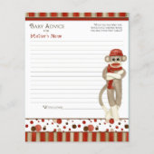 Sock Monkey, Tricycle, Boy Baby shower Advice (Voorkant)