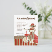 Sock Monkey, Tricycle, Boy Baby shower Invitation (Debout devant)
