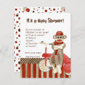 Sock Monkey, Tricycle, Boy Baby shower Invitation (Devant / Derrière)