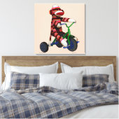 Sock Monkey Tricycle Canvas Afdruk (Insitu (Slaapkamer))