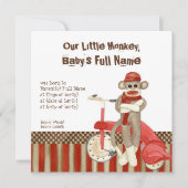 Sock Monkey, Tricycle, Faire-part de naissance gar (Devant)