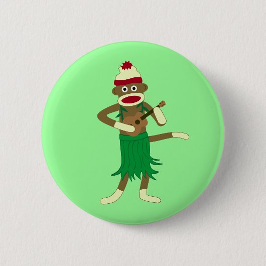 Sock Monkey Ukulele Ronde Button 5,7 Cm (Voorkant)