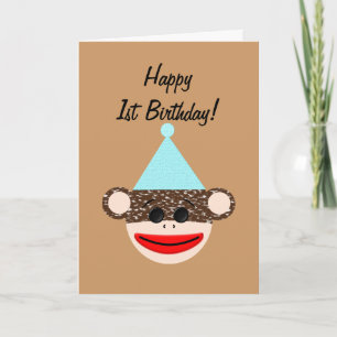 Sock Monkey Verjaardag Kaart