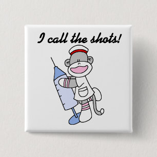 Sock Monkey verpleegster ik noem de showcadeautjes Vierkante Button 5,1 Cm