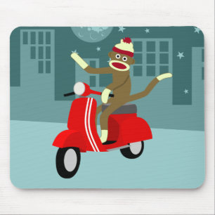 Sock Monkey Vespa Scooter Muismat