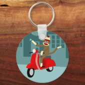 Sock Monkey Vespa Scooter Sleutelhanger (Voorkant)