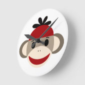Sock Monkey voor jongen Clock Ronde Klok (Hoek)