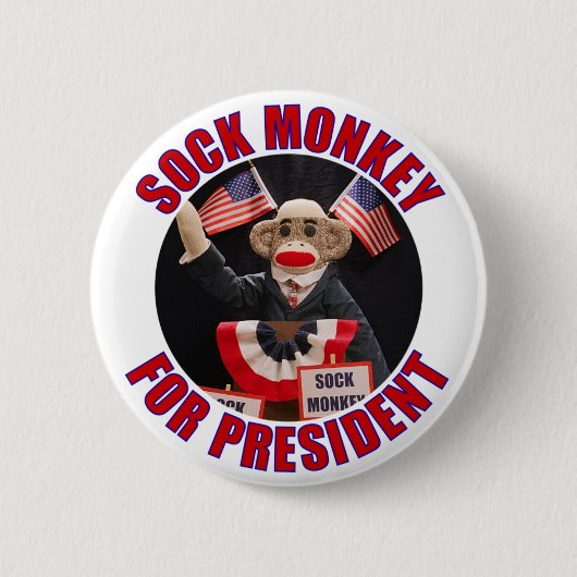 Sock Monkey voor President Button (Voorkant)