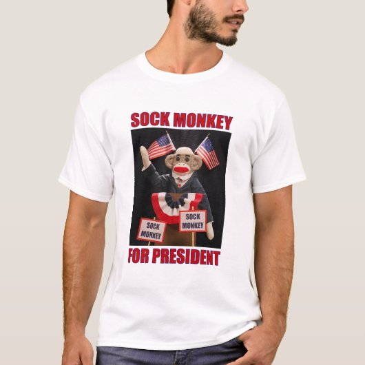 Sock Monkey voor President T-shirt (Voorkant)