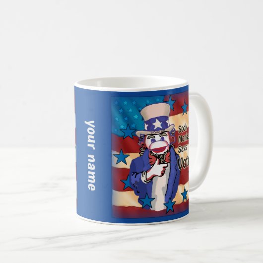 Sock Monkey Vote mug (Devant droit)