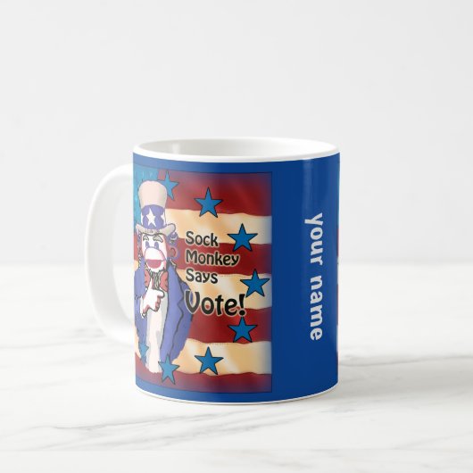 Sock Monkey Vote mug (Devant gauche)