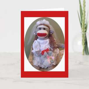 Sock Monkey Wedding Bride Card Kaart