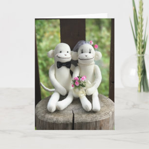 Sock Monkey Wedding (roze) Wenskaart Kaart