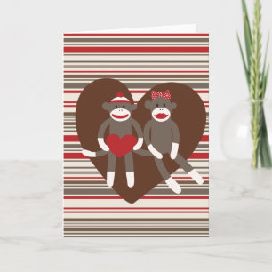 Sock Monkeys in Love Valentijnsdag Heart Gifts Feestdagen Kaart