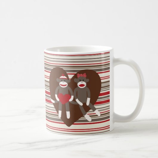Sock Monkeys in Love Valentijnsdag Heart Gifts Koffiemok (Rechts)