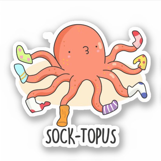 Sock-topus Funny Octopus met Sokken Pun Sticker (Voorkant)