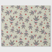 Socket-aap met kerstkerstFeestdagen met kerstmis Cadeaupapier (Vlak)