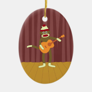 Socket Monkey Aoustic Guitar Keramisch Ornament