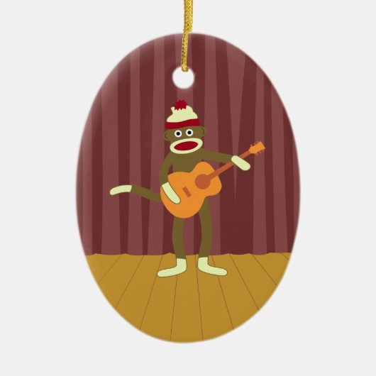 Socket Monkey Aoustic Guitar Keramisch Ornament (Voorkant)