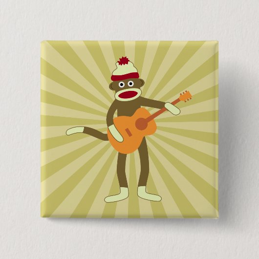 Socket Monkey Aoustic Guitar Vierkante Button 5,1 Cm (Voorkant)