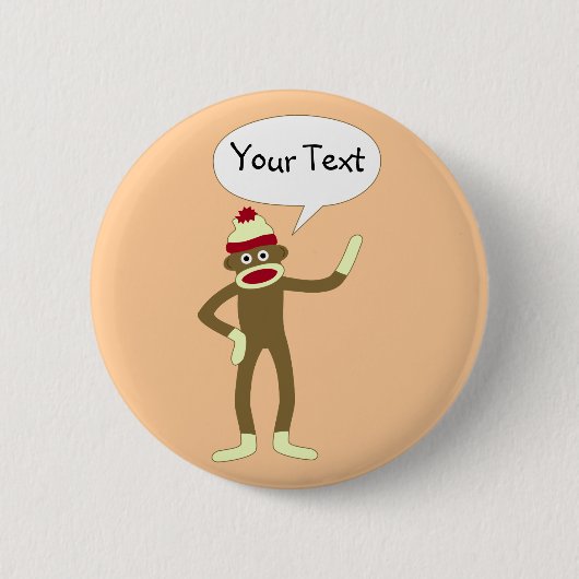 Socket Monkey  Comic Speech Bubble Ronde Button 5,7 Cm (Voorkant)