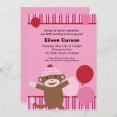 Socket Monkey Invitation - Roze Kaart (Voorkant / Achterkant)