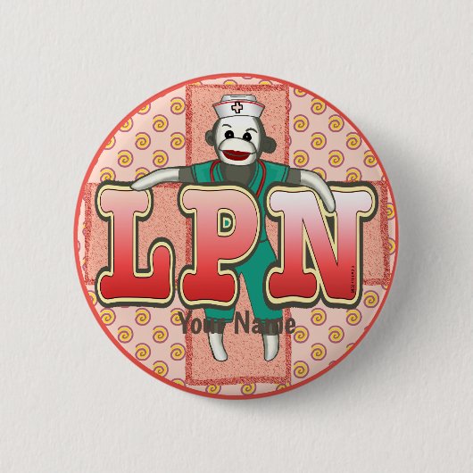 Socket Monkey LPN Neurse pin Ronde Button 5,7 Cm (Voorkant)