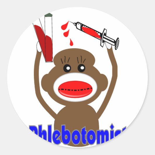 Socket Monkey Phlebotomist Gifts-Schattig Ronde Sticker (Voorkant)