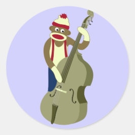 Socket Monkey Upright Bass Player Ronde Sticker