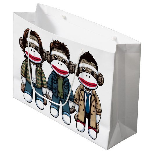 SockMonkey Hunter Brothers en hun Angel Friend Groot Cadeauzakje (Voorkant Gekanteld)