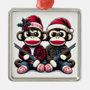 SockMonkey Hunter Brothers en hun Angel Friend Metalen Ornament
