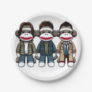 SockMonkey Hunter Brothers en hun Angel Friend Papieren Bordje