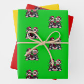 SockMonkey Hunter Brothers met Kerstmis Inpakpapier Vel (In situ)