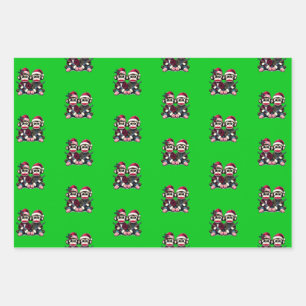 SockMonkey Hunter Brothers met Kerstmis Inpakpapier Vel