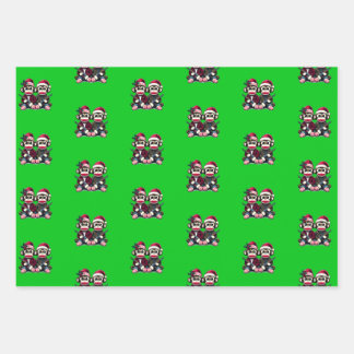 SockMonkey Hunter Brothers met Kerstmis Inpakpapier Vel