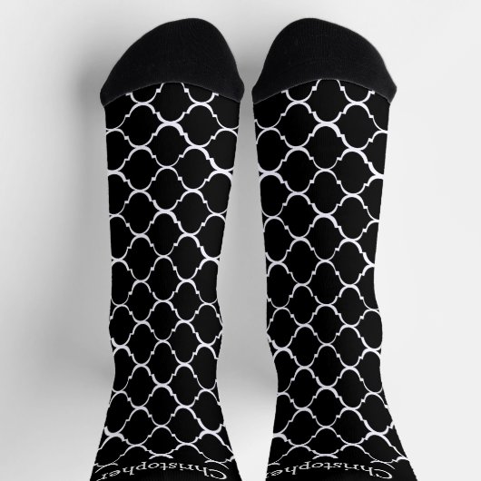 Socks Black Moroccan Pattern Design Sokken (Top)